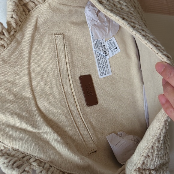 Zara macrame crochet shoulder flap bag cream beige NWT - Picture 4 of 9